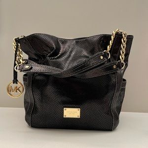 Michael Kors Black Crocodile Print Handbag